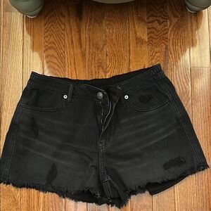 Black Distressed Denim Shorts